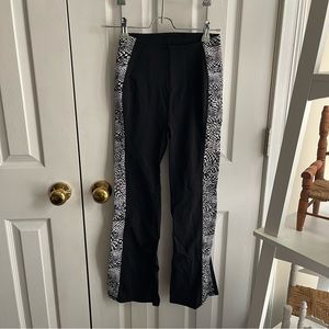 free people checkered panel kick flare black leggings